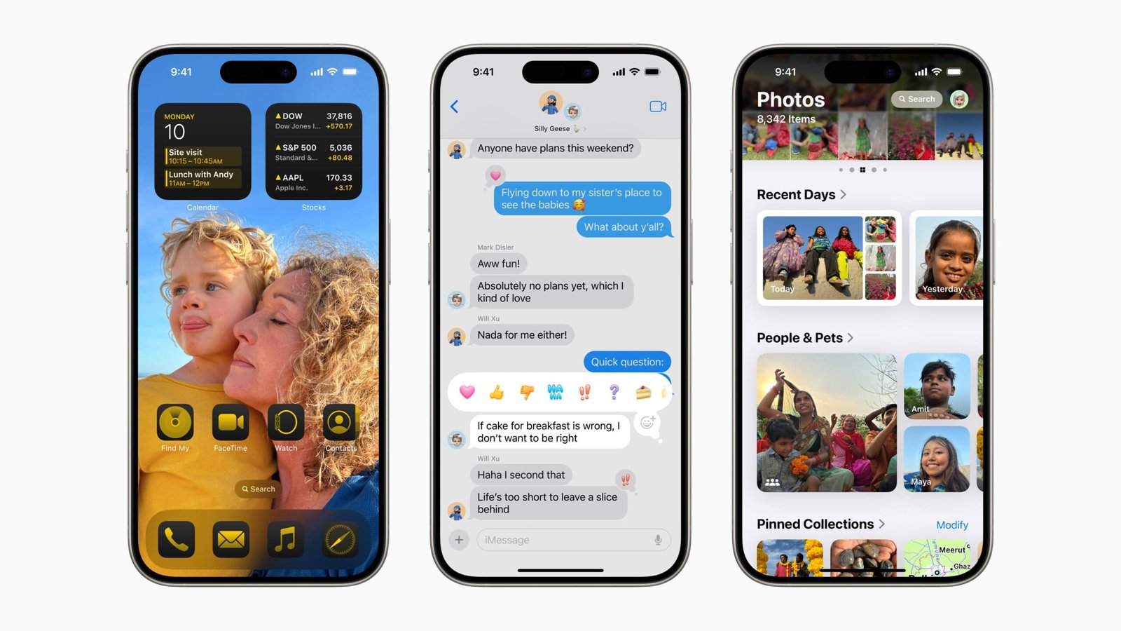 iPhone 15 Pro running iOS 18 featuring the redesigned Photo app, and new Messages features