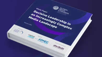 A white paper titled 'Decisive Leadership in an Increasingly Complex Media Landscape' from the Global Media Congress, February 2024.