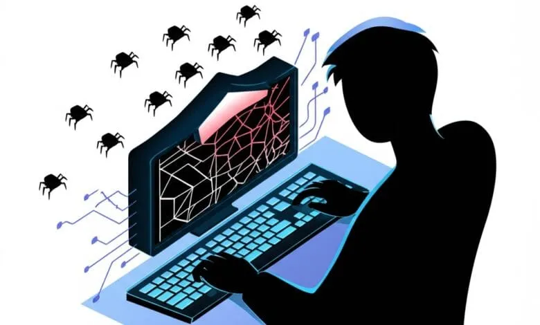 Acode developer writing a code and bugs crawling towards him.