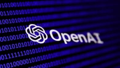 OpenAI on blue bg of bits