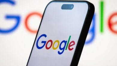 Mobile and screen displaying "Google"