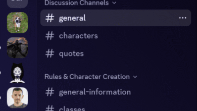 Discord server channels for 'Age of Ashes' game, showing categories like Events, general discussion, character creation, and resources.