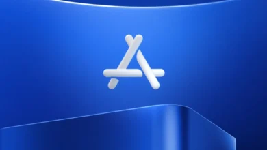 Close-up of the Apple App Store logo: a stylized white 'A' on a deep blue background.