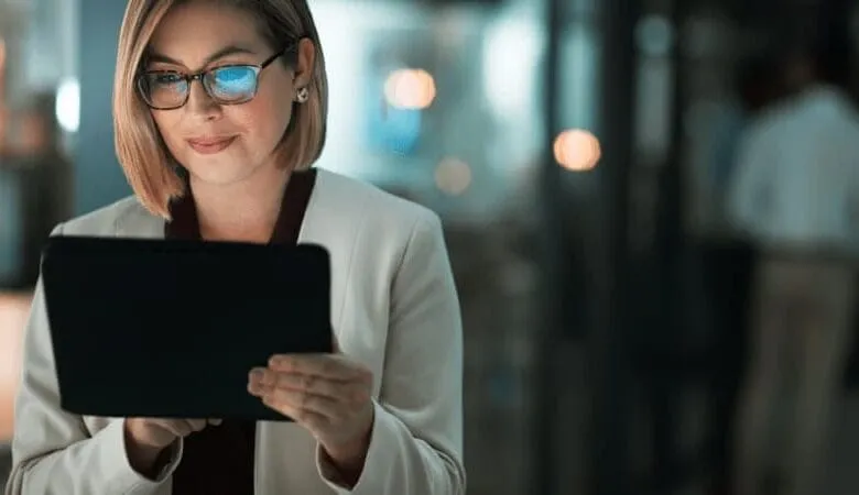 Business professional reading market research