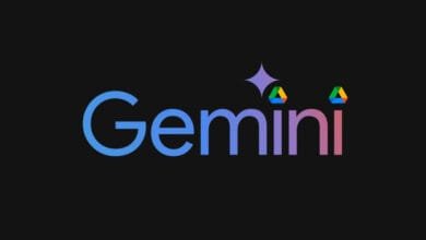 Google Gemini logo: The word 'Gemini' in a gradient of blue and purple, flanked by Google Drive icons and a sparkling star.