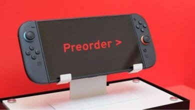 Ninetendo Switch 2 console. On the Screen we read: Preorder