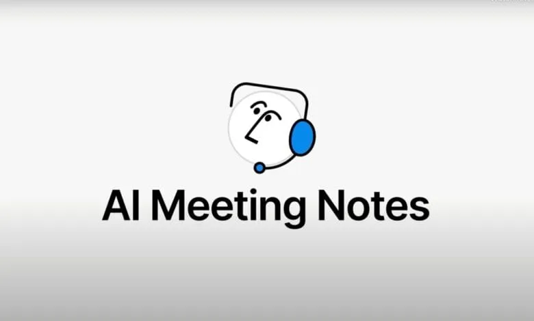 AI Meeting Notes logo: stylized head with headphones and mic, text below.