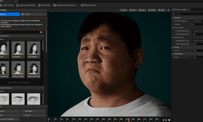 Close-up of a 3D rendered male face, appearing slightly sad, shown within a digital modeling software interface.