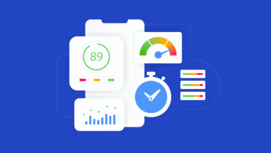 Mobile app performance dashboard showing speed, score, and graphs. Metrics indicate high performance.