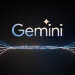 Google Gemini logo with glowing lines, suggesting connection and AI capabilities.