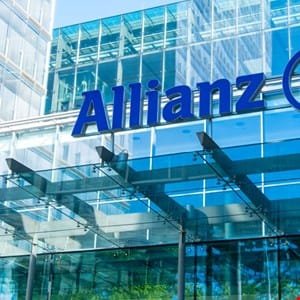 Allianz logo on a modern glass building.