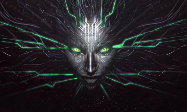 A stylized female face emerges from a network of dark cables and glowing green lines, set against a dark, starry background.