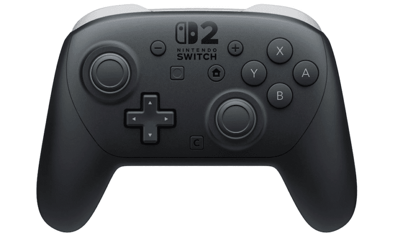 Nintendo Switch Pro Controller 2, black with gray accents, featuring buttons and joysticks.