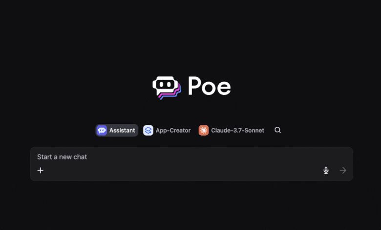 Poe AI chatbot interface with options for Assistant, App-Creator, and Claude-3.7-Sonnet.