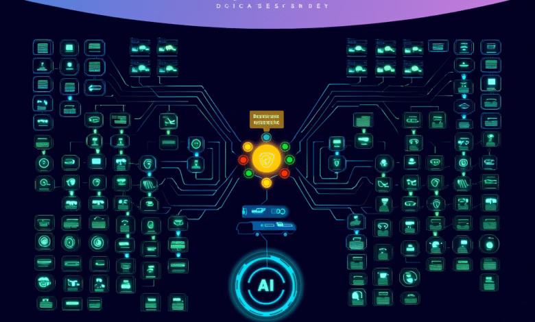 Diagram showing how Capital One uses AI to enhance security and customer experience, visualized with interconnected nodes and icons.