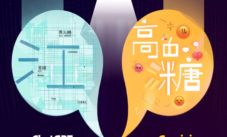 ChatGPT and Google Gemini speech bubbles with tech designs and emojis, comparing AI chatbots.
