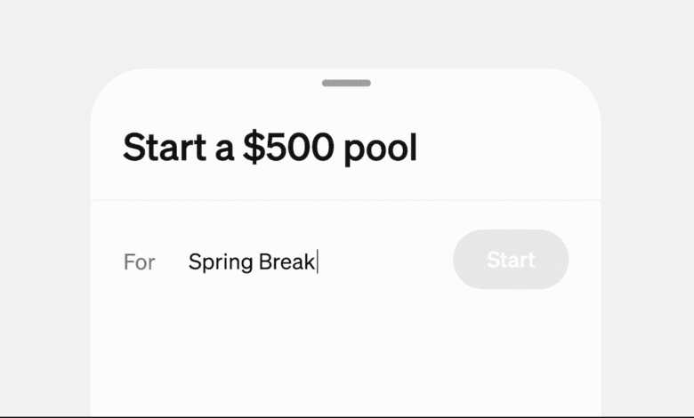 Cash App screen showing how to start a $500 pool for Spring Break.