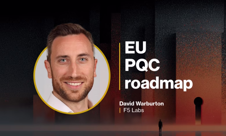 David Warburton of F5 Labs discusses the EU PQC roadmap. Headshot and abstract background.