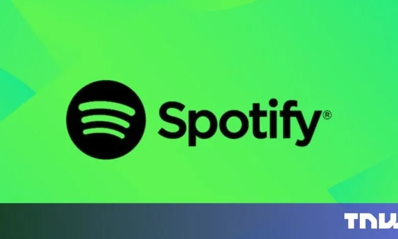 Spotify logo on a bright green background. The Spotify logo is black with three curved lines.