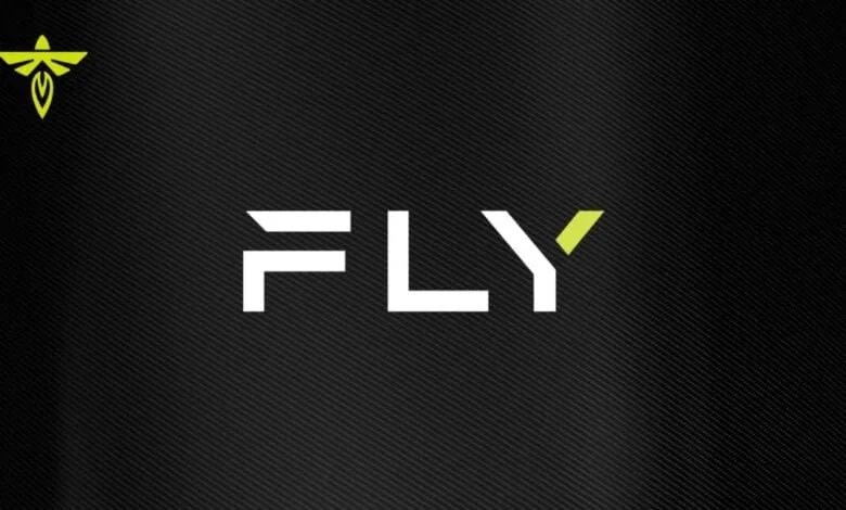 FLY logo on a dark background with a small firefly icon in the upper left corner.