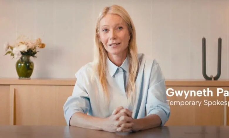 Gwyneth Paltrow, actress and entrepreneur, sits at a table, speaking directly to the camera.