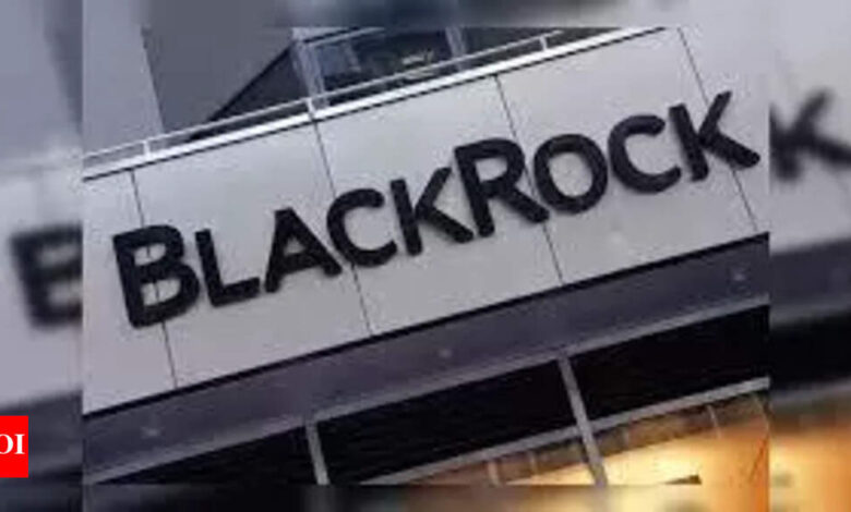 Close-up of the BlackRock logo on a building exterior.
