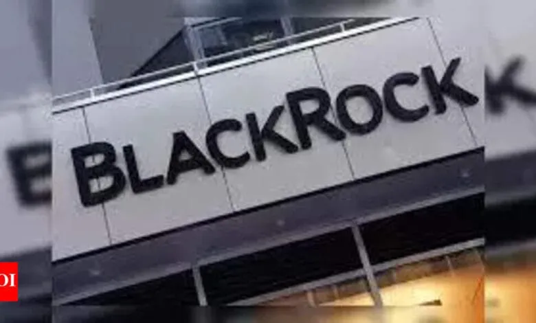 Close-up of the BlackRock logo on a building exterior.