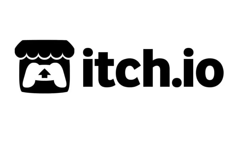 itch.io logo: black storefront icon with game controller inside, next to bold 'itch.io' text.