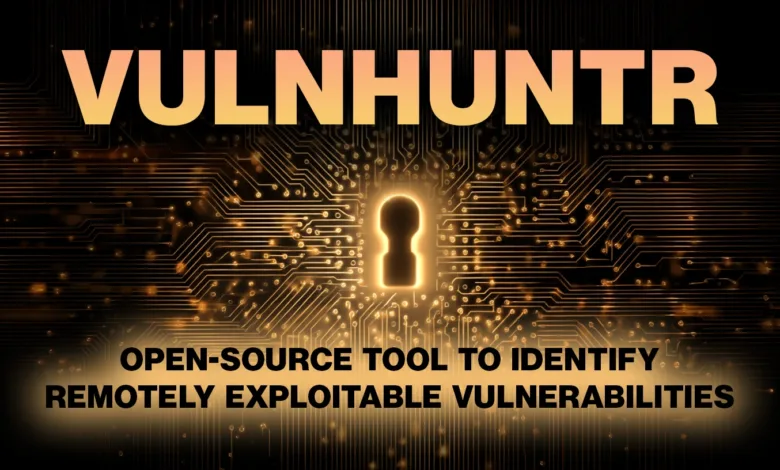 VulnHunter: An open-source tool to identify remotely exploitable vulnerabilities. Keyhole graphic on circuit board.