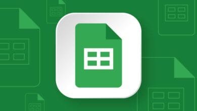 Google Sheets app icon on a green background with smaller icons in the background.