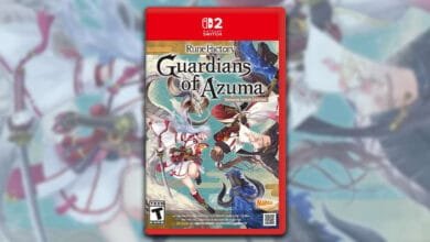 Rune Factory: Guardians of Azuma Nintendo Switch game cover featuring anime-style characters in battle with mythical creatures.