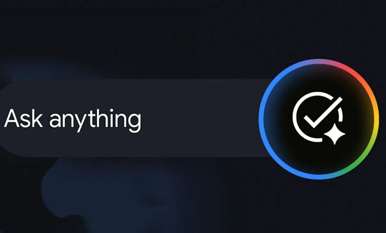 Google AI chatbot interface with 'Ask anything' prompt and a verified checkmark icon.