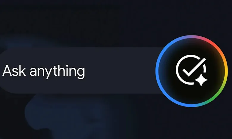 Google AI chatbot interface with 'Ask anything' prompt and a verified checkmark icon.