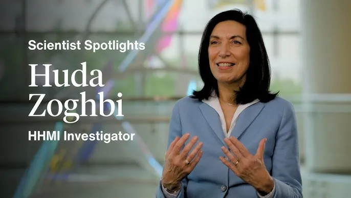 Dr. Huda Zoghbi, HHMI Investigator, smiles and gestures while speaking.