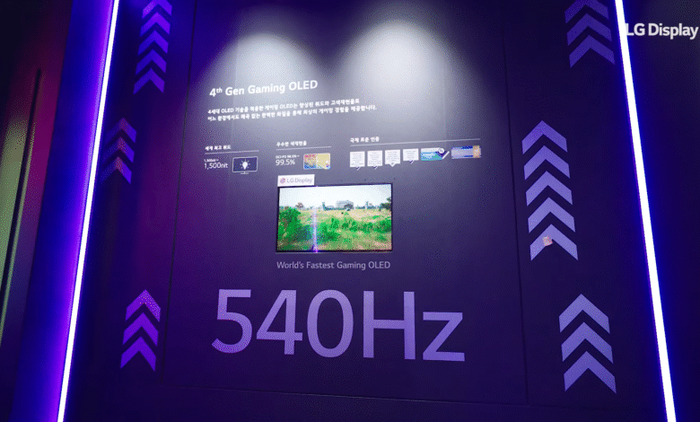 LG Display showcases its 4th Gen Gaming OLED with a 540Hz refresh rate, boasting high brightness and color accuracy for superior gaming.