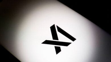 Close-up of Anthropic's logo, a stylized black 'A' on a bright white background.