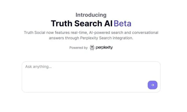 Truth Social's new AI-powered search, Truth Search AI Beta, powered by Perplexity, lets users ask questions and get real-time answers.