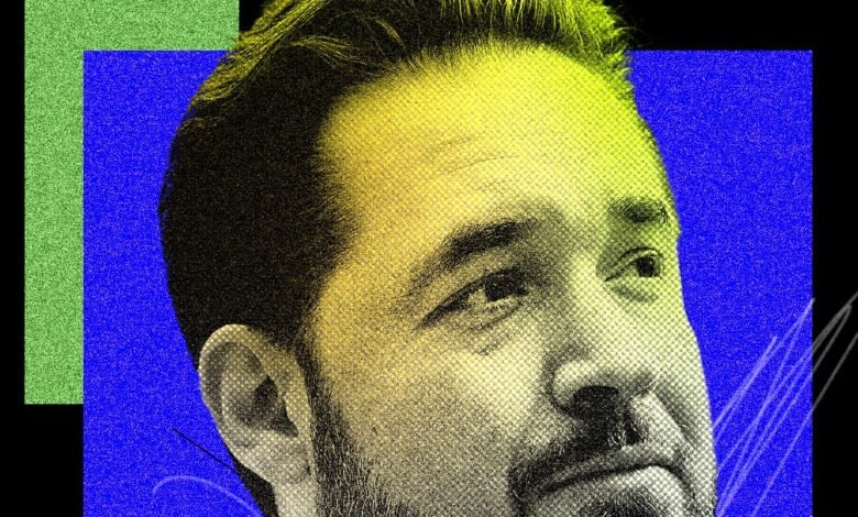 Close-up portrait of Alexis Ohanian, co-founder of Reddit, in a stylized graphic design with bold colors.