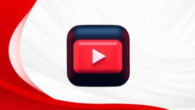 3D YouTube play button icon on a red and white background.