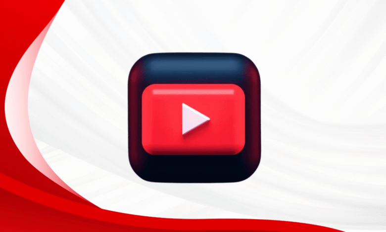 3D YouTube play button icon on a red and white background.