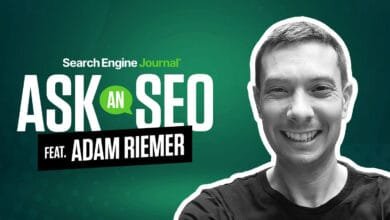 Adam Riemer, SEO expert, featured in Search Engine Journal's 'Ask an SEO' series. A black and white headshot accompanies the title graphic.