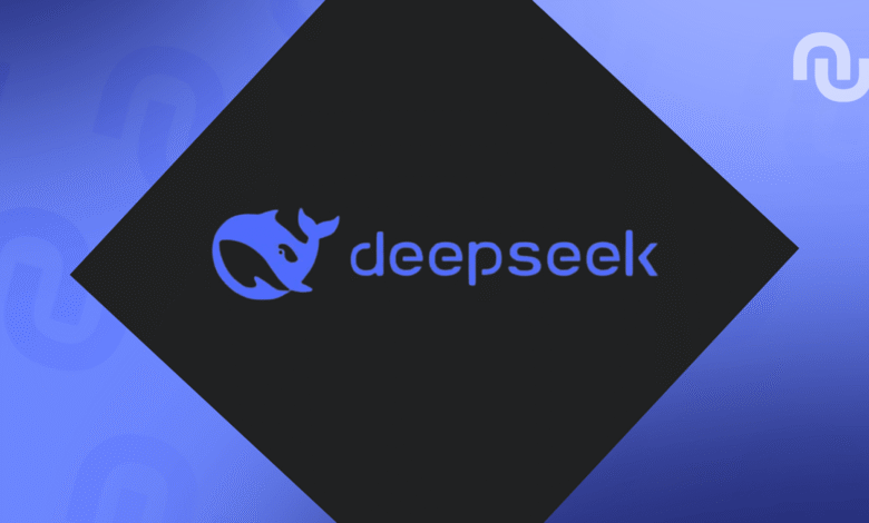 DeepSeek logo: a stylized blue whale with the company name in blue text on a dark background.