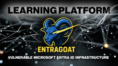 Entragoat logo: blue ram's head with lightning bolt on dark network background. Cybersecurity learning platform.
