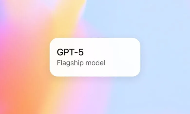 GPT-5 Flagship model announcement on a pastel background.