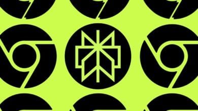 Chrome browser logo pattern with a central unknown symbol.