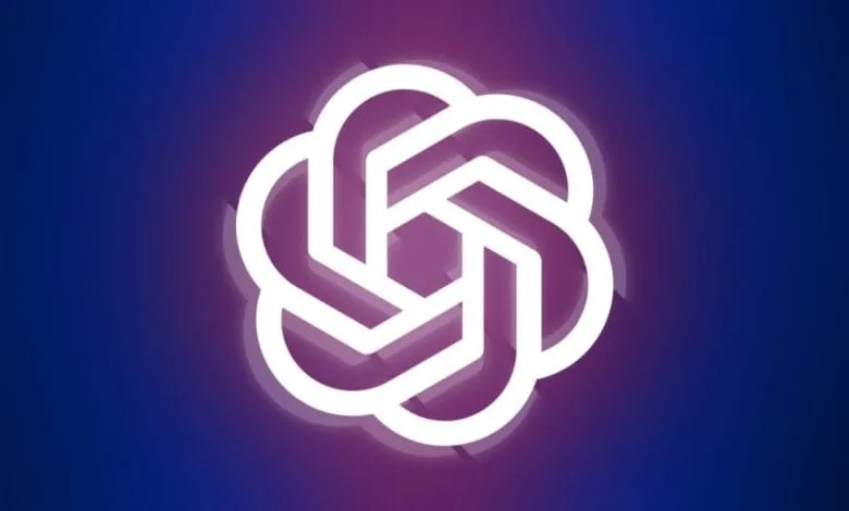 Abstract white geometric design resembling a flower, set against a gradient purple and blue background.