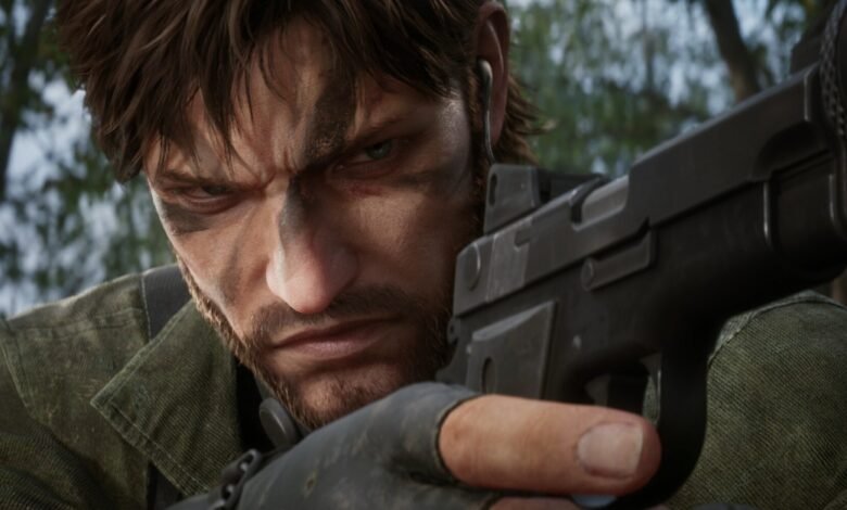 Close-up of a man with camouflage paint on his face, aiming a handgun.