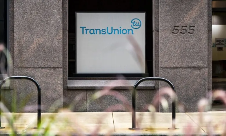 TransUnion logo displayed on a building's exterior.