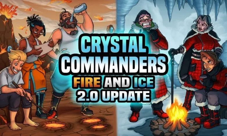 Crystal Commanders game update announcement: Fire and Ice 2.0. Two teams, one fiery, one icy, prepare for battle.