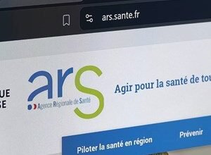 Screenshot of the Agence Régionale de Santé website homepage showing the ARS logo and navigation.